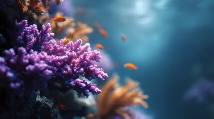 Obraz premium Vibrant coral reef teeming with tropical fish underwater