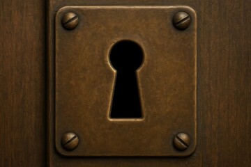 A Close-Up of a Rusty Keyhole on an Old Wooden Door