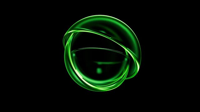 4k Seamless Loop, Abstract Rotating Green Glass Sphere, Futuristic Eco-Technology Motion Background