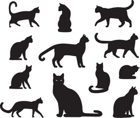 Stylized silhouette of a cat in motion