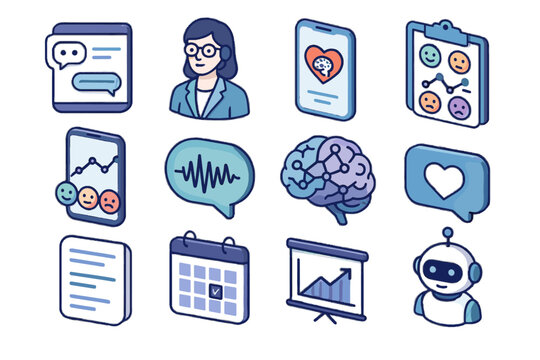 Chart assistant voice tool vector detection supportive interface ai therapist icon bubble