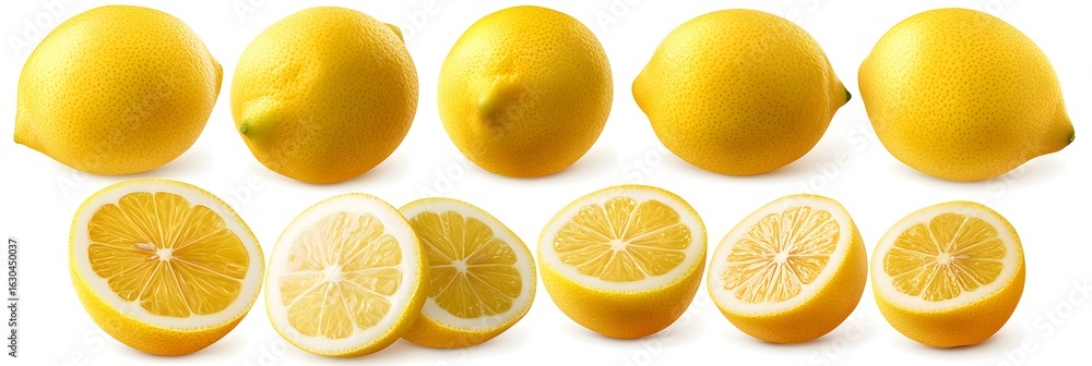 Poster a close up of a lemon with a slice missing
