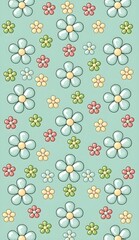 green background with flower pattern