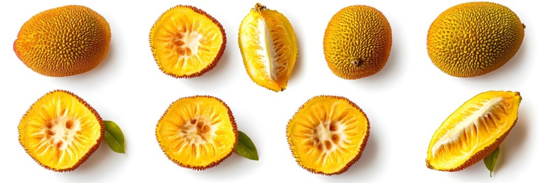 A close up of a yellow fruit with a green leaf
