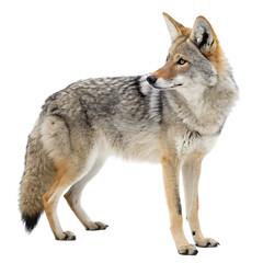 Fototapeta premium Png Full Body coyote isolated on white background
