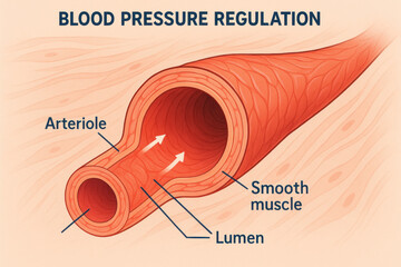 Blood Pressure Regulation - Arterioles, Smooth Muscle and Lumen Illustration
