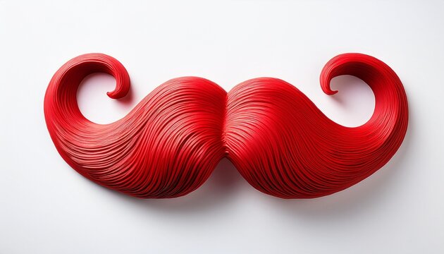 fun red mustache prop designed for parties events or playful occasions featuring a thick curled style captured on a white background