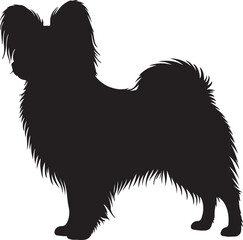 Papillon Dog Vector Silhouette