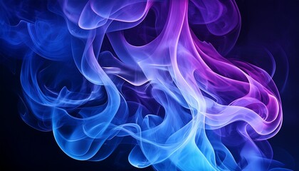 Fototapeta premium blue and purple flames flicker and swirl against a dark backdrop showcasing their vibrant colors and mesmerizing movement