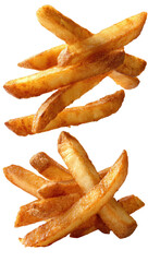 Crispy golden french fries piled high