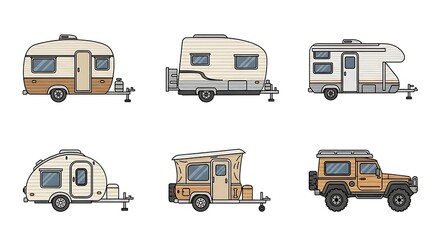 Obraz premium Caravan Types Icon Set – Minimal Vector Design