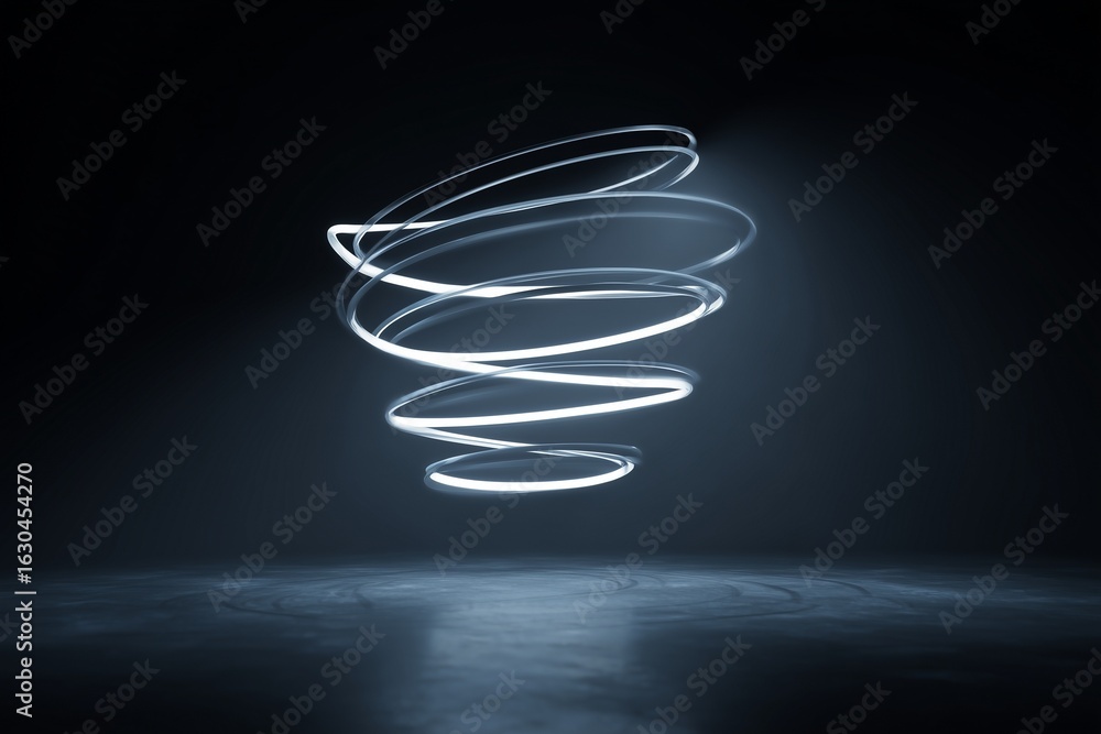 Aufkleber 3d minimalist glowing spiral shape floating in a dark empty space emotional concept of inner chaos t