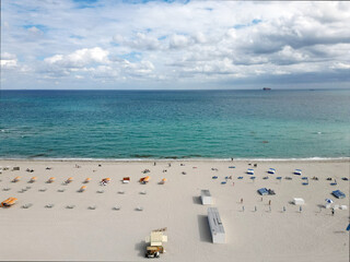 Paradise beach. Summer vacation. Beach vacation at sea in summer. Sea relax under beach umbrella....