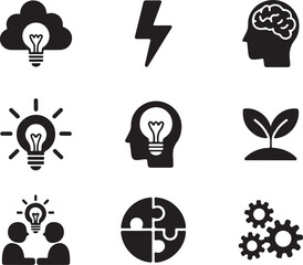 Creative Idea and Business Brainstorming Icon Set
