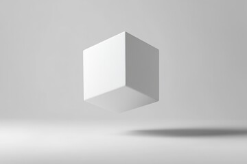 Minimalist white cube slightly crushed. White cube, isolate on light background, copy space