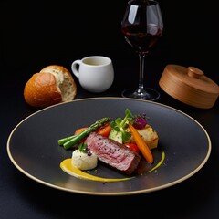 Perfectly Plated Beef Steak Dinner with Fresh Vegetables.