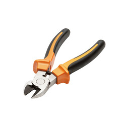 Obraz premium Wire cutters with ergonomic handle in bright orange and black color isolate on a transparent background
