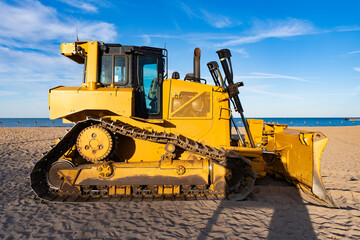 Industrial heavy equipment. Bulldozer or dozer machinery. Old heavy equipment of bulldozer with...