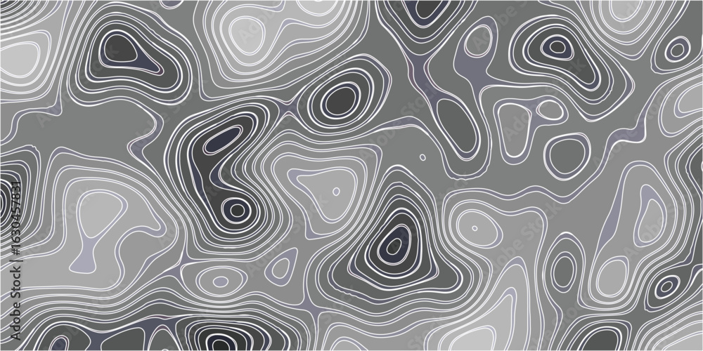 Poster abstract topographic map seamless pattern background design featuring overlapping organic shapes in 
