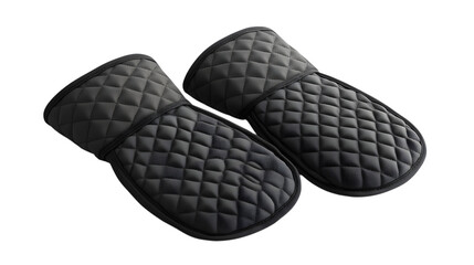 Stylish quilted oven mitts provide essential kitchen heat protection and a touch of modern comfort isolated on white background 