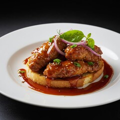 Gourmet Glazed Chicken Wings on Toast.