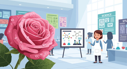 Rose in Science: A Conceptual Illustration of Biology and Chemistry Intertwined