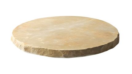 Natural stone disc with rough edge, perfect for rustic or earthy design projects isolated on white background 