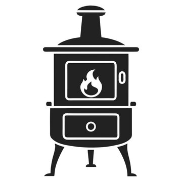 black stove with fire clip art preview