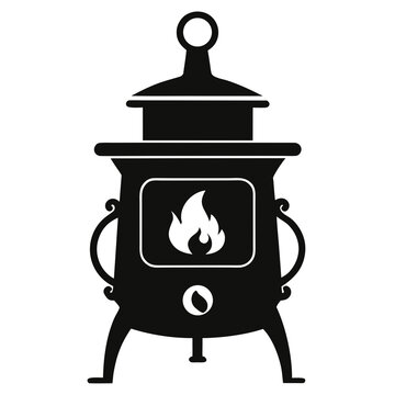 black stove with fire clip art preview