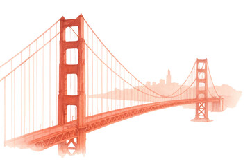 Obraz premium Golden Gate Bridge watercolor painting with transparent background