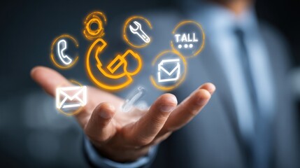 Fototapeta premium hand holding digital support options