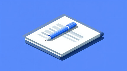 3D Icon of a Pen and Paper on a Desk Symbolizing Work