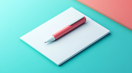 3D Icon of a Pen and Paper on a Desk Symbolizing Work and Planning