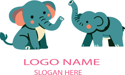 Kids animals logo icon  vector white background .