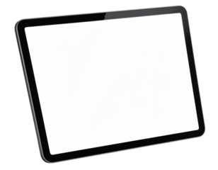 Modern digital tablet with blank screen for application presentation on transparent background