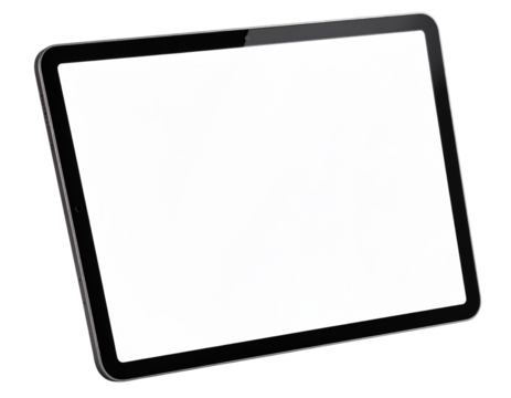 Modern digital tablet with blank screen for application presentation on transparent background