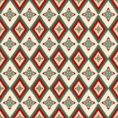 seamless ikat Christmas pattern