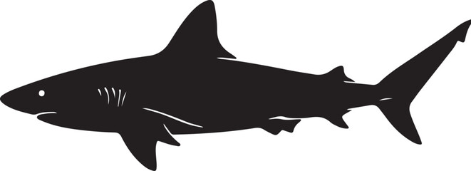 White Tip Reef Shark Vector Silhouette