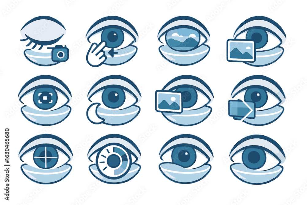 Poster light capture focus photo display vector control camera icon lens smart