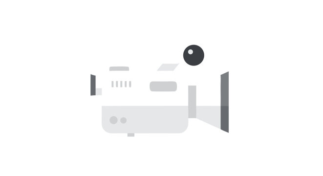 Flat Design Style Illustration of a Classic Television Broadcast Video Camera Recording and Streaming Content for Multimedia Uses