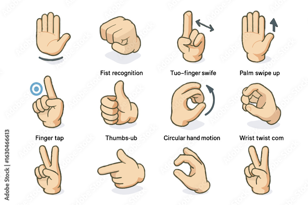 Aufkleber to icons icon air control gesture twist open left hand recognition vector