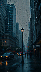 Cinematic Rainy City Avenue at Night Phone Wallpaper