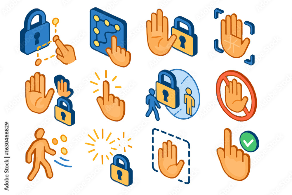 Poster denied confirmation motion icon lock animation mode vector control icons air gesture