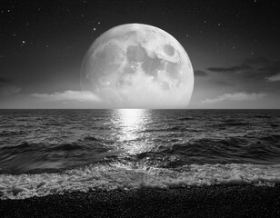 惑星が浮かぶ神秘の海原。AI生成画像。