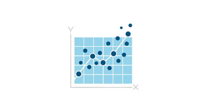 Statistical Analysis Representation with Data Points Displayed on XY Axis Grid Structure