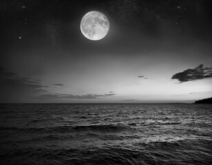 惑星が浮かぶ神秘の海原。AI生成画像。