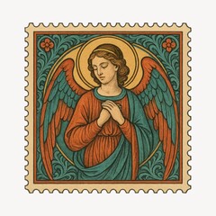 Obraz premium Vintage angelic postage stamp