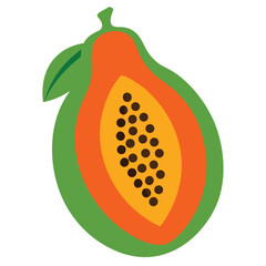 papaya fruit isolated on white background