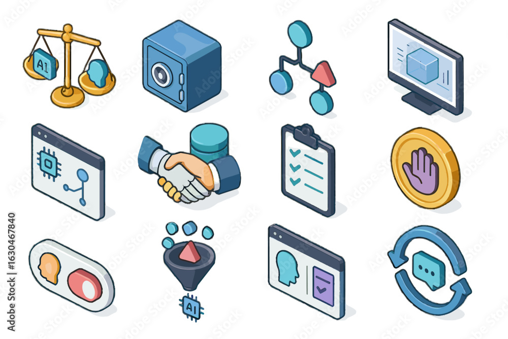 Poster filter node ai detection vector scale icon privacy vault override fairness ethics