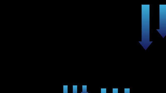 Blue Downward Arrows Falling Animation with Alpha Channel &ndash; Loopable Transparent Background